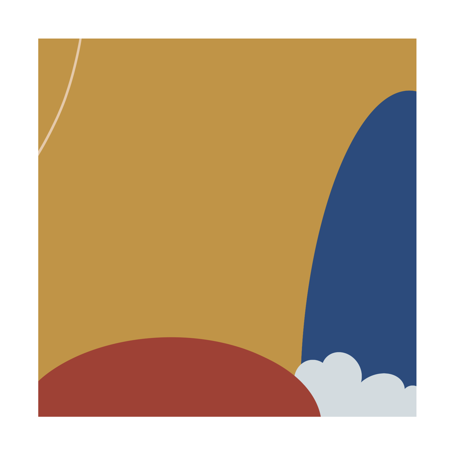 Gele achtergrond van het geboortekaartje voor Abel Otter. Toont een waterval aan de rechterkant en een steen waar de Otter in de voorgrond op staat.